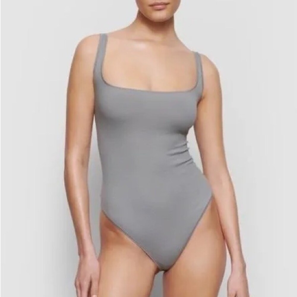SKIMS Ribbed Stretch Cotton Thong Bodysuit - Pacific - Size 3X -NWT